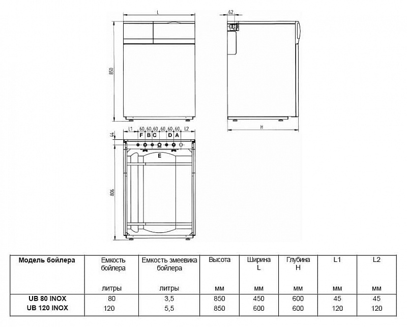 Бойлер косвенного нагрева BAXI SLIM UB 80 INOX